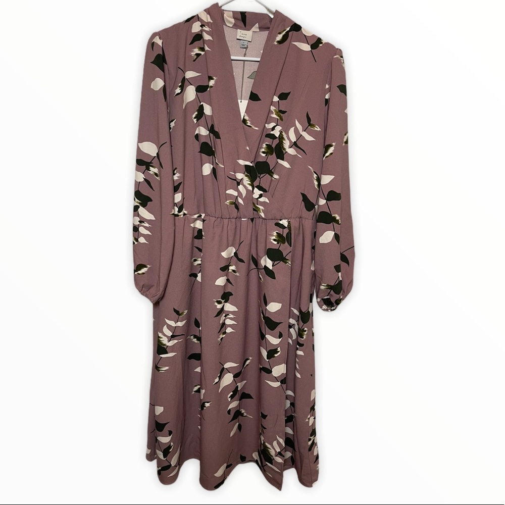 A New Day Purple Floral Long sleeve Wrap Dress